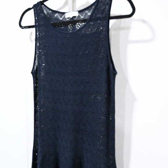 Andre Maurice Size Large Knit Fitted Dark Blue Dress | Size Large - Picture 6 of 14